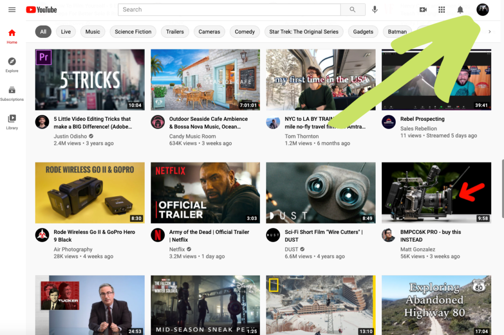 youtube homepage screen shot