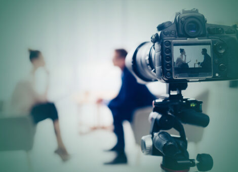 behind the scenes view of interview type of marketing video