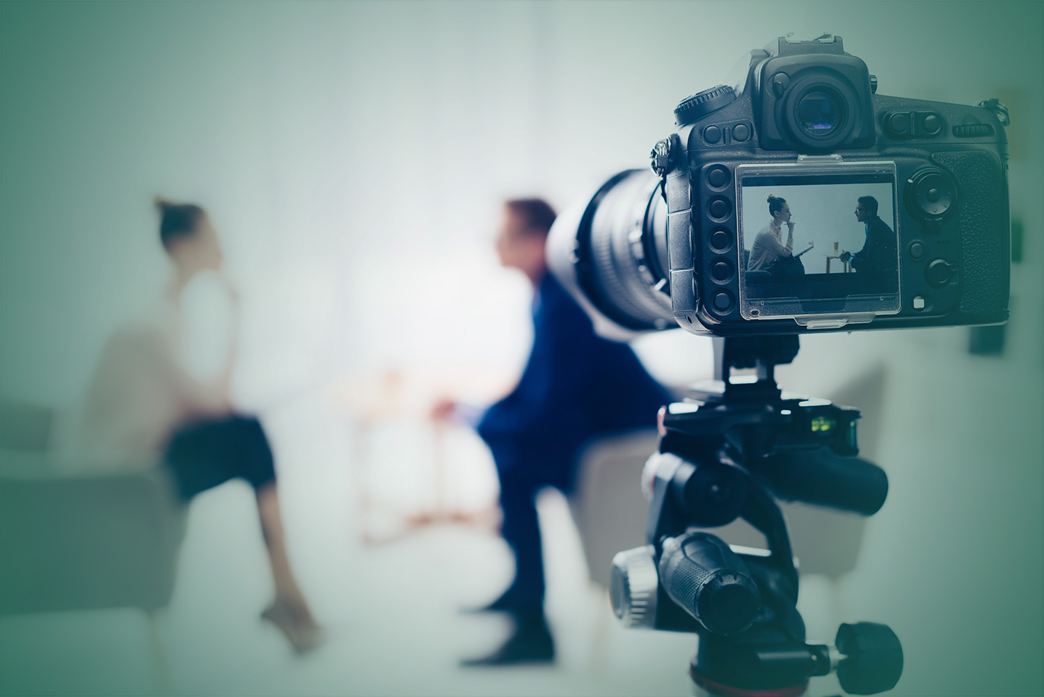 behind the scenes view of interview type of marketing video